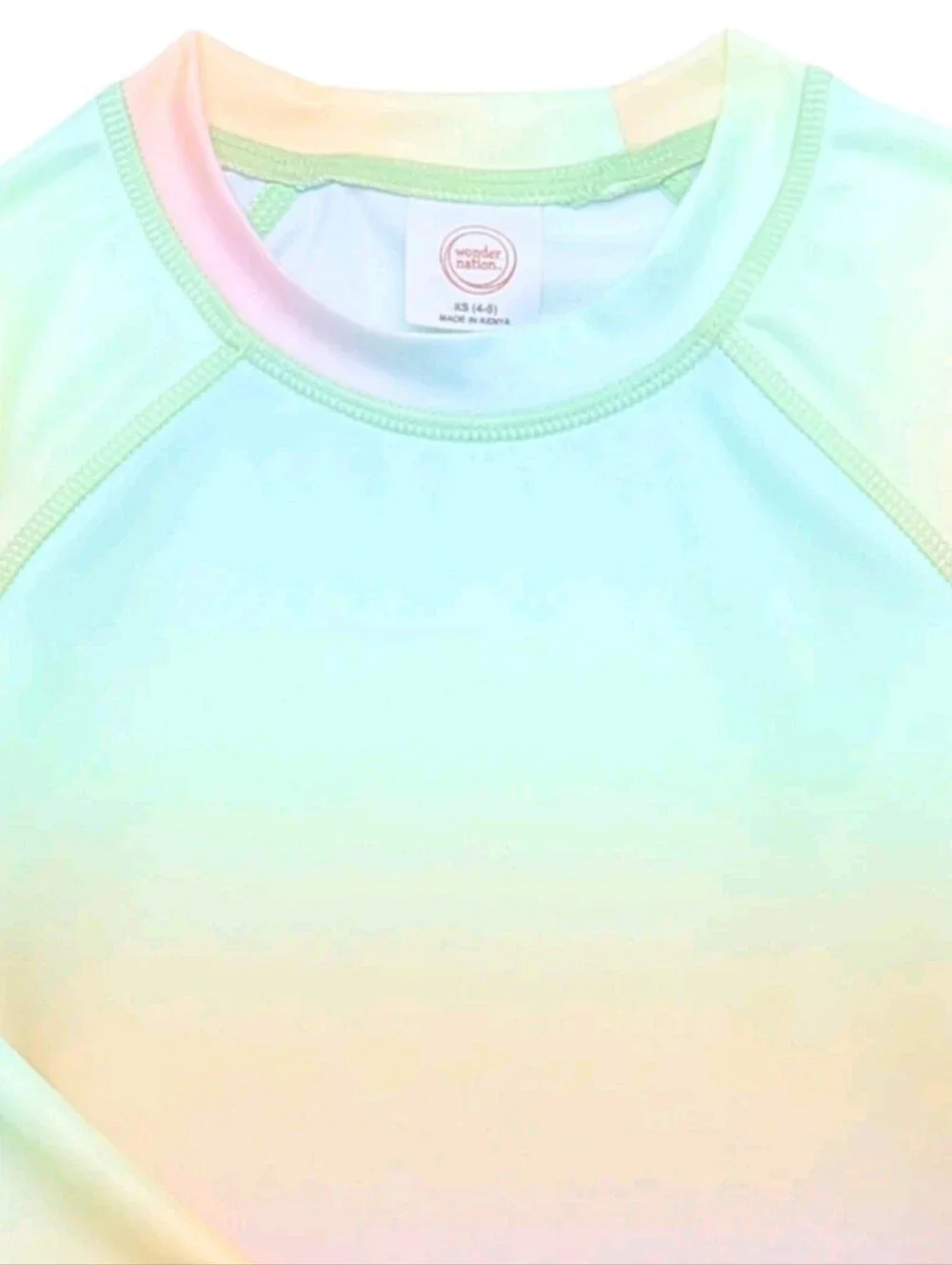 (2) Piece Kids Pastel Rainbow Colored Rash Guard Bathing Suit Set NWOT